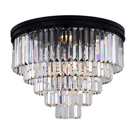 GLOWFLOW 1231F32MB-RC Sydney 17 Light Flush Mount Royal Cut Crystals - Matte Black GL2952137